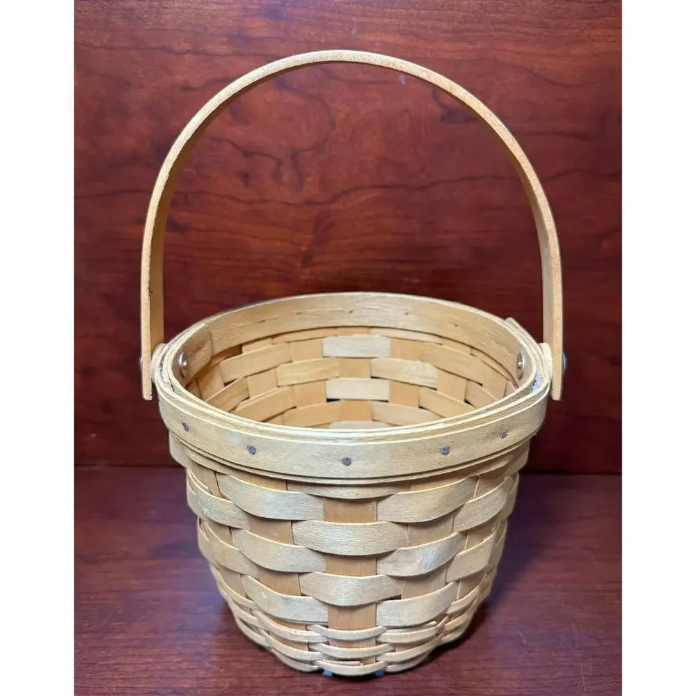 1995 LONGABERGER Medium Fruit Basket Swing Handle Inverted Bottom USA